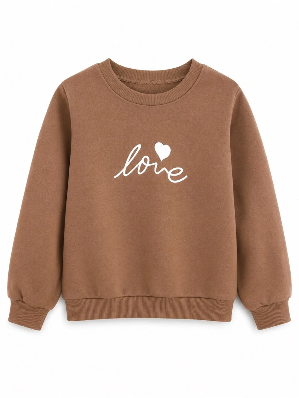 Girls Brown Love Heart Graphic Sweatshirt Pullover Size 5Y